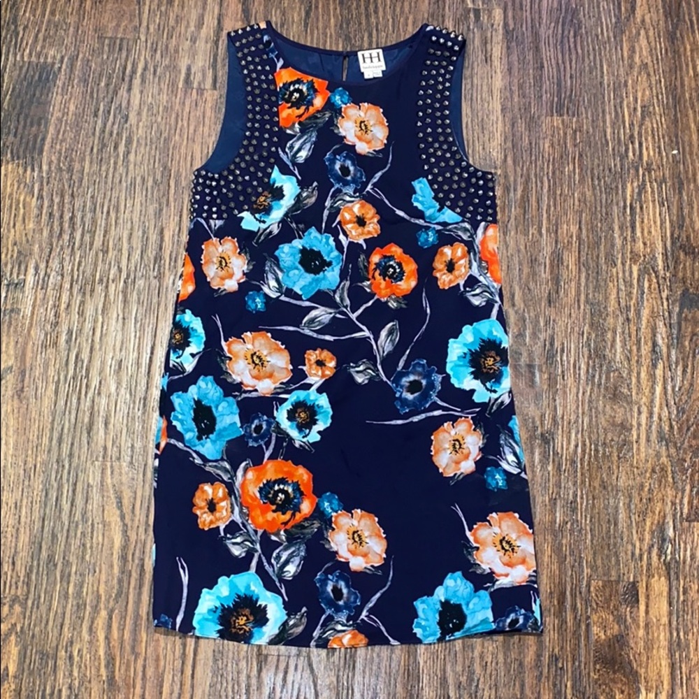 Haute Hippie Mini Floral Dress with Metal Spikes